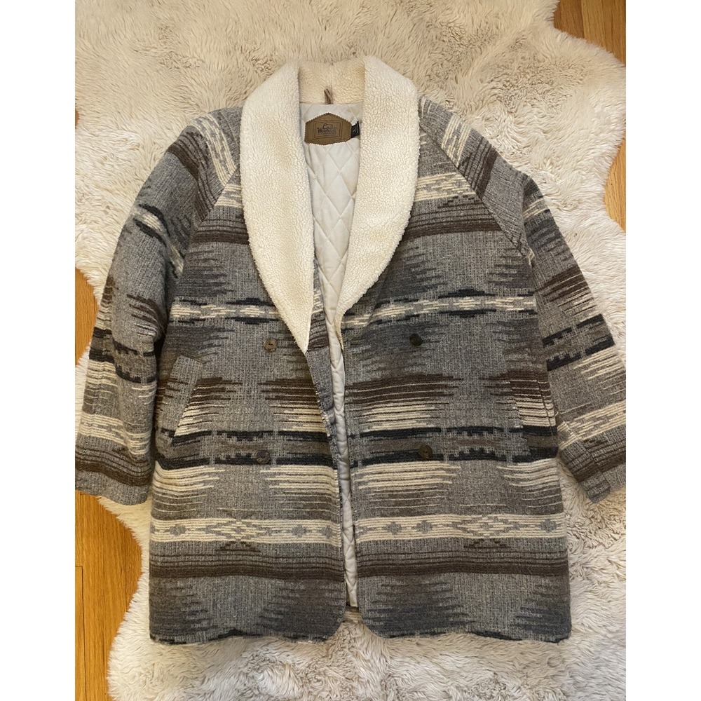 woolrich vintage wool and sherpa jacket aztec navajo‎ western